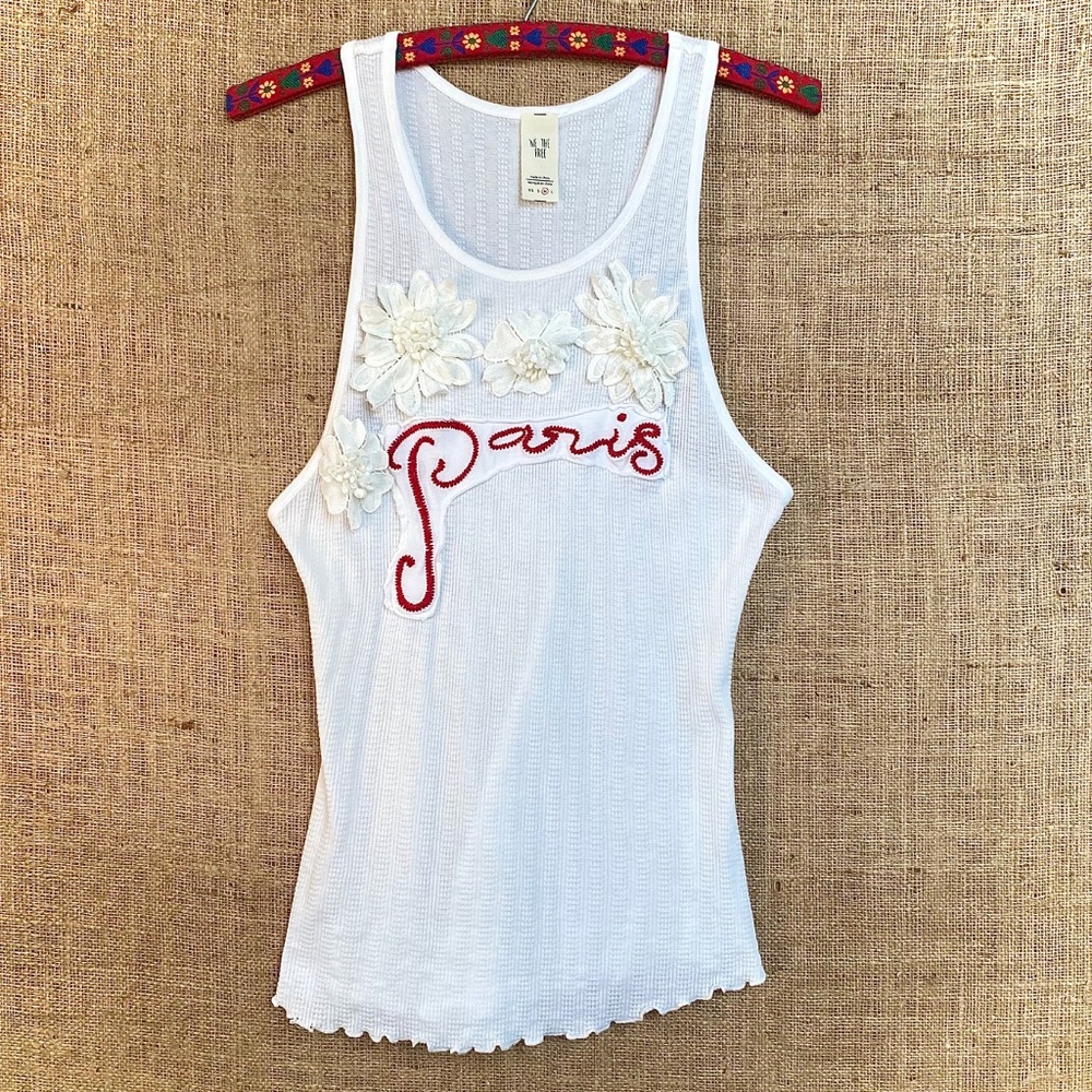We The Free - "Paris" Tank top w/Floral Embellishments - Size M